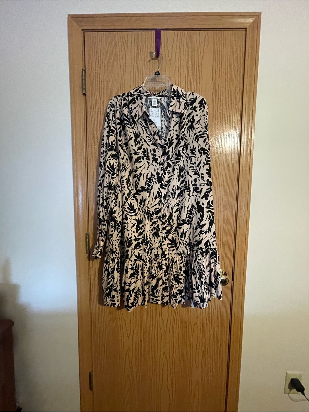 H&M Botanical Long-Sleeve Ruffle Dress
